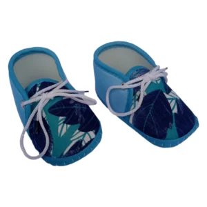 Cerulean Color Turquoise Leaves Printed Booties for New Ones