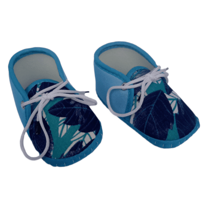 Cerulean Color Turquoise Leaves Printed Booties for New Ones
