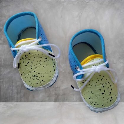 Baby Unisex  Yellow and Aqua Colour Booties Printed Black