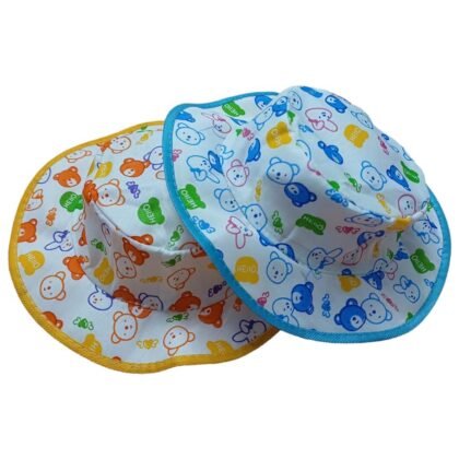 Summer Hat Set Of 2 Yellow and Aqua Hello Bear Printed For 3 to 6Month