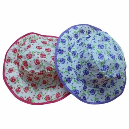 Kids Summer Hats Pink Violet Roseprint For 6-12month
