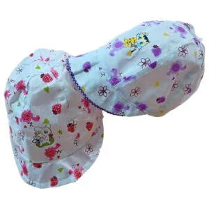 3-6 month-Pink and Violet baby Summer Caps Set Of 2