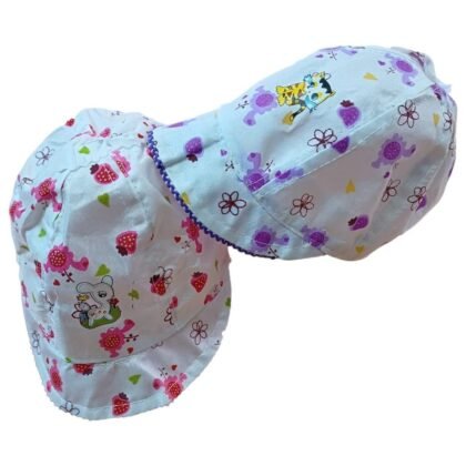 3-6 month-Pink and Violet baby Summer Caps Set Of 2