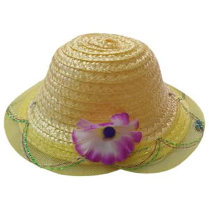 Girl's Purple White Flower Design Fancy Summer Cap For 3-6 Month