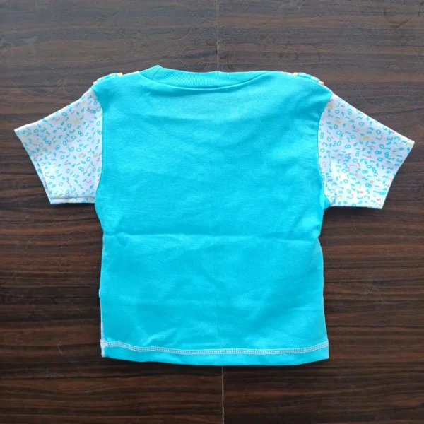 Aqua color Baba Suit Double Layered Printed T-Shirt With Half Pant3