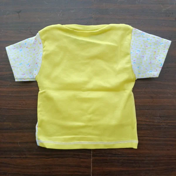 Baba Suit Yellow Double Layered T-Shirt With Half Pant Cotton Mix2