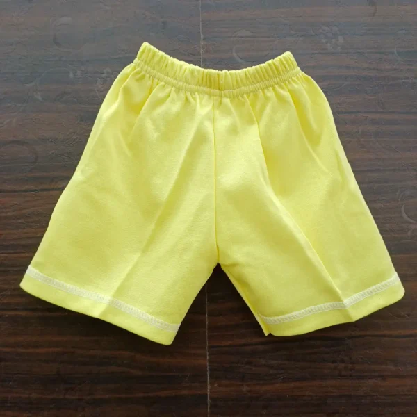Baba Suit Yellow Double Layered T-Shirt With Half Pant Cotton Mix3