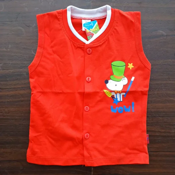 Baby Boy Red Half Sleeves Printed T-Shirt and Half Pant Baba Suit1