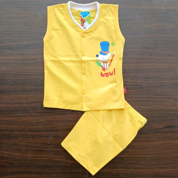 Baby Boy Yellow Half Sleeves Printed T-Shirt and Half Pant Baba Suit Hosiery1