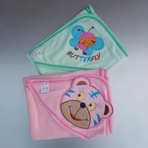 Baby Gift Cotton Terry Hooded Towel Butterfly and Baby Lion embroidery