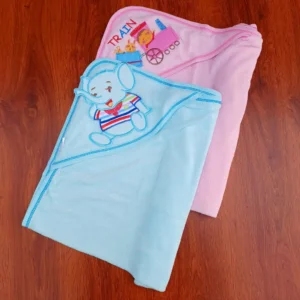 Baby Gift Cotton Terry Hooded Towels Set of 2 Light Pink and Baby Blue