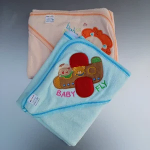 Baby Gift Cotton Terry Hooded Towels Set of 2 Light Pink and Light Orange