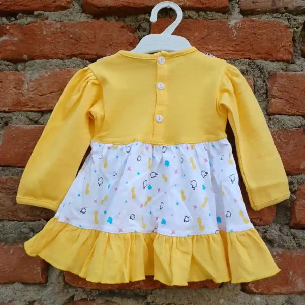 Baby Girl Cotton Yellow Color Double Layered Frock with Pyjama2