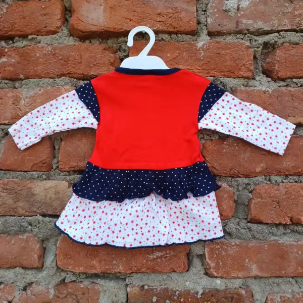 Baby Girls Animal Dot and Blue Flower Print Sleeves Frock Red Pyjama2