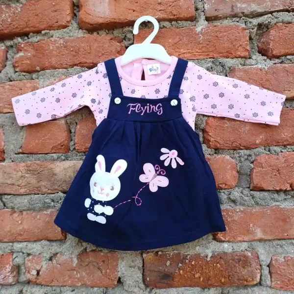 Baby Girls Embroidered Full Sleeves T-Shirt Stylish Pink Pyjama1