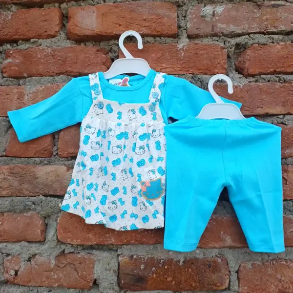 Baby Girls Sky T-Shirt Frock Strip Cute Cat Printed Dress and Pant5