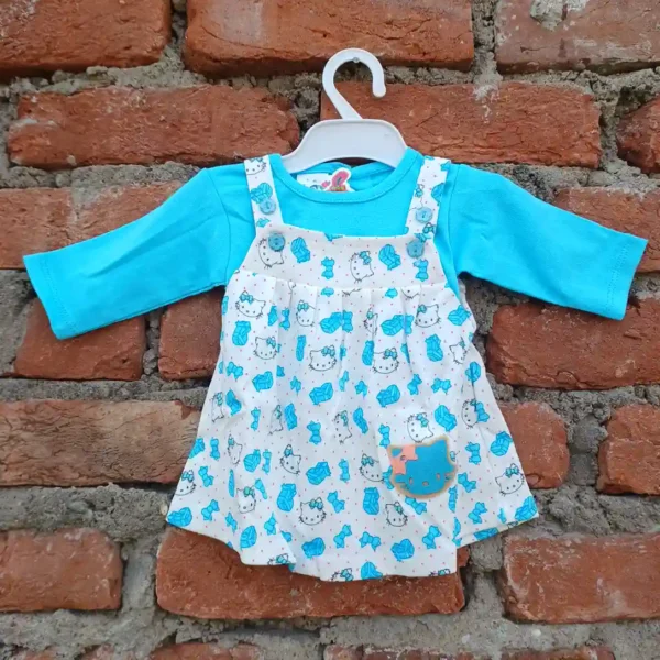 Baby Girls Sky T-Shirt Frock Strip Cute Cat Printed Dress and Pant6