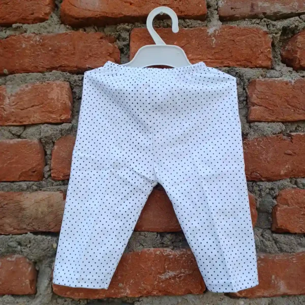 Baby Girls White Sleeves Denim Dot Print T-Shirt Frock Strip and Pant