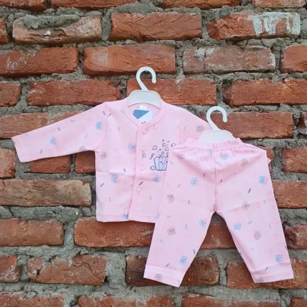 Baby Light Pink OH YES Printed Lining T Shirt And Long Length Pyjama