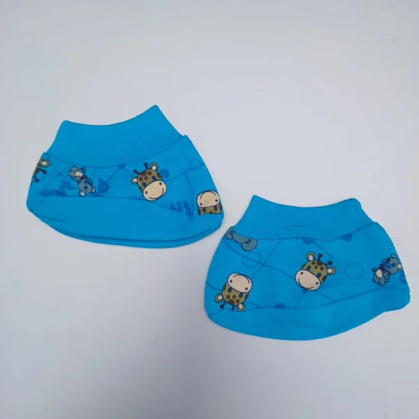 Blue Cotton animal Printed Tee With V Neck plus Pyjama Cap Socks6