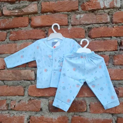 Bluebaby Cotton Popcorn Printed Full Sleeves Tshirt and Long Pyjama
