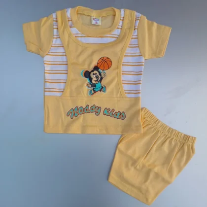 Boy Amber Color Baba Suit Double Layered T-Shirt With Half Pant3