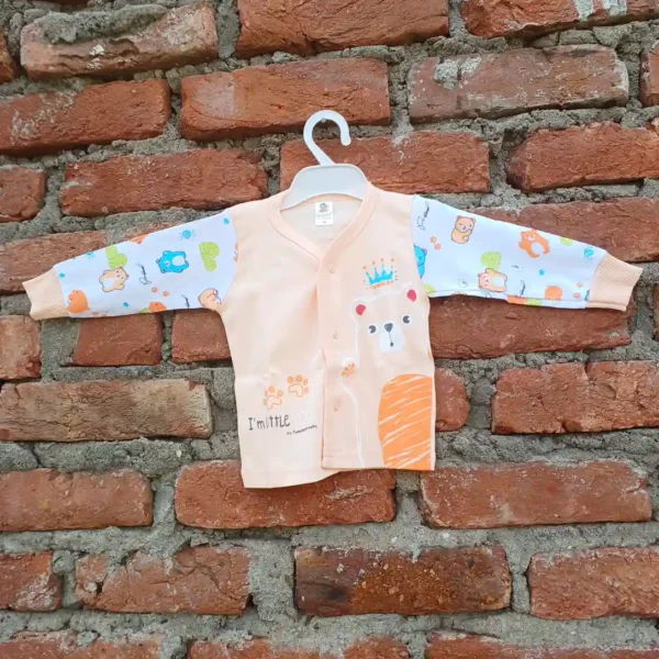 Cotton Kids Casual Wear Peach Color Bear Printed T Shirt and Pyjama1