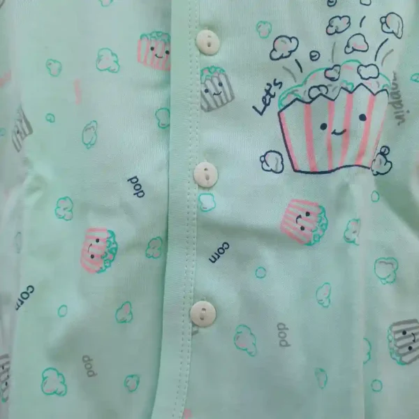 Cotton Popcorn Printed AquaMarine Full Sleeves Tshirt and Long Pyjama2