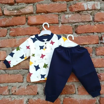 Dual Chest Button Winter Full Sleeves Soft Thick Box Suit and Pyjama