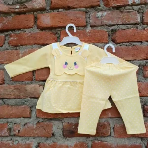 Frock Double Layered Cloth With Dots Print Pyjama Pure Soft CottonFrock Double Layered Cloth With Dots Print Pyjama Pure Soft Cotton