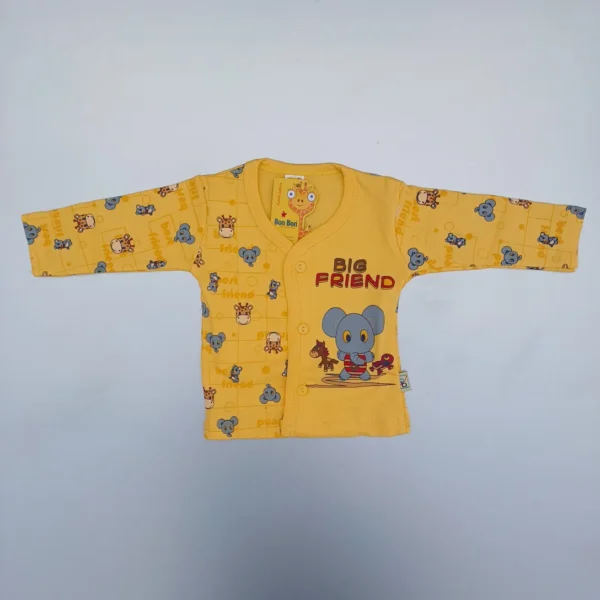 Golden Yellow Color Cotton Full Sleeves Zebra Elephant Rabbit Printed Tee with Pyjama Cap Socks1