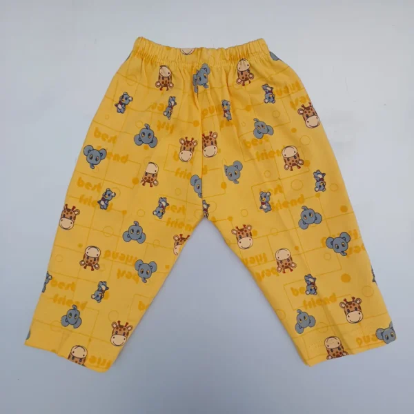 Golden Yellow Color Cotton Full Sleeves Zebra Elephant Rabbit Printed Tee with Pyjama Cap Socks5
