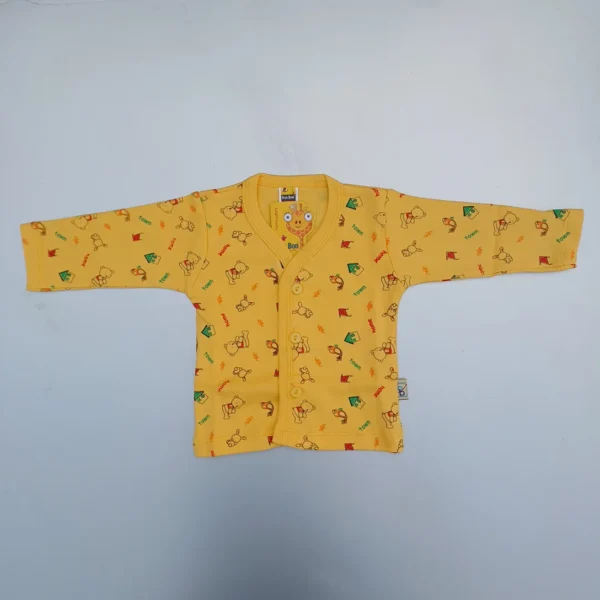 Golden Yellow Cotton Full Sleeves Printed Tee With V Neck Plus Pyjama Cap Socks1