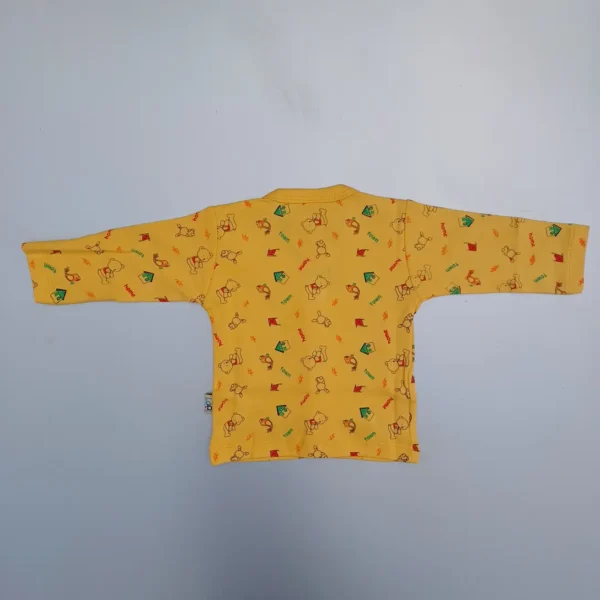 Golden Yellow Cotton Full Sleeves Printed Tee With V Neck Plus Pyjama Cap Socks3