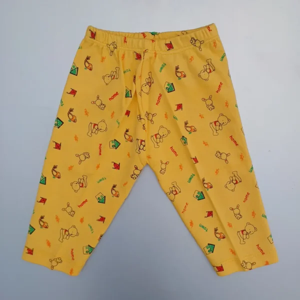 Golden Yellow Cotton Full Sleeves Printed Tee With V Neck Plus Pyjama Cap Socks4