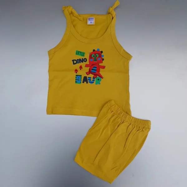 Golden Yellow Tie Knot Sleeveless Top and Short Baby Wear