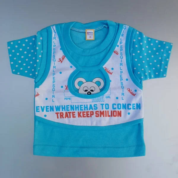 Half Sleeve Blue Double Layer With Round Cut Look T-Shirt For Boy1