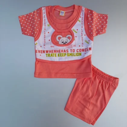 Half Sleeve Double Layer With Round Cut Look T-Shirt For Boy
