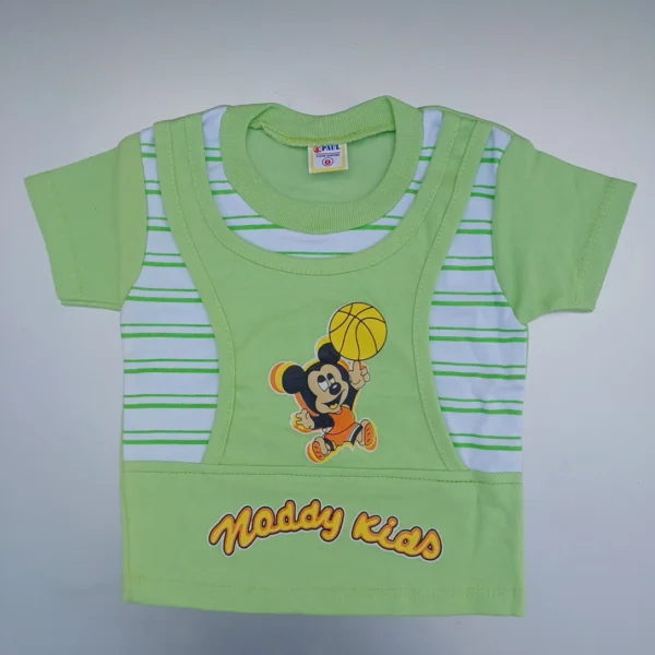 Light Green Baba Suit Double Layer Micky Mouse T-Shirt With Half Pant1