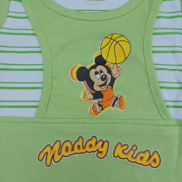 Light Green Baba Suit Double Layer Micky Mouse T-Shirt With Half Pant2