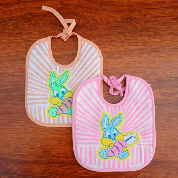 Light Yellow And Light Pink Color Feeding Bibs For Baby Pair Of 1