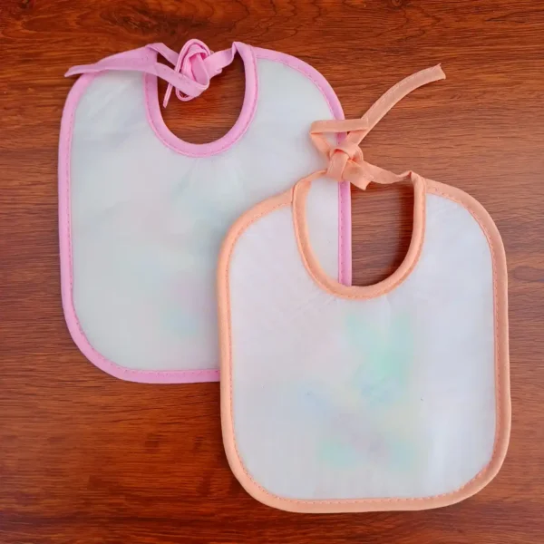 Light Yellow And Light Pink Color Feeding Bibs For Baby Pair Of 11
