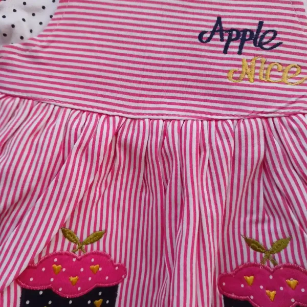 Magenta Apple Nice Printed Pure Soft Cotton Frock And Plain Pyjama2