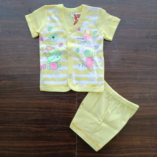 New Born Amber Color Sleeveless T Shirt With Half Pant
