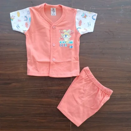 New Born Coral Pink Half T-Shirt and Pant Cotton