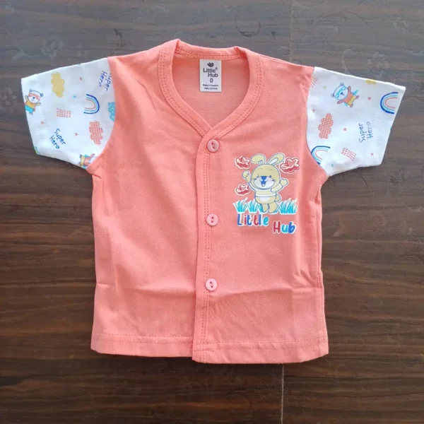 New Born Coral Pink Half T-Shirt and Pant Cotton