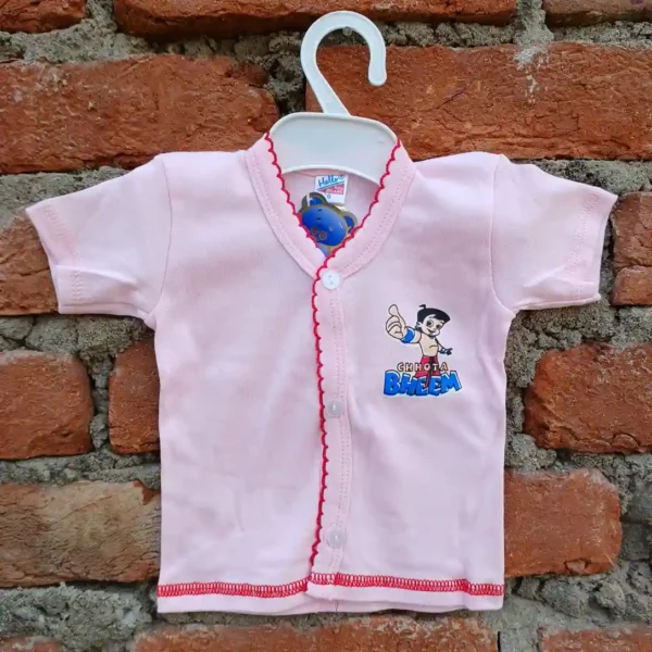 New Born Cotton Light Pink Chota Bheem Printed Half T Shirt With Half Pant
