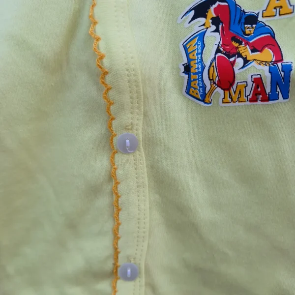 New Born Cotton Light Yellow Batman Printed Half Sleeve T Shirt With Pant