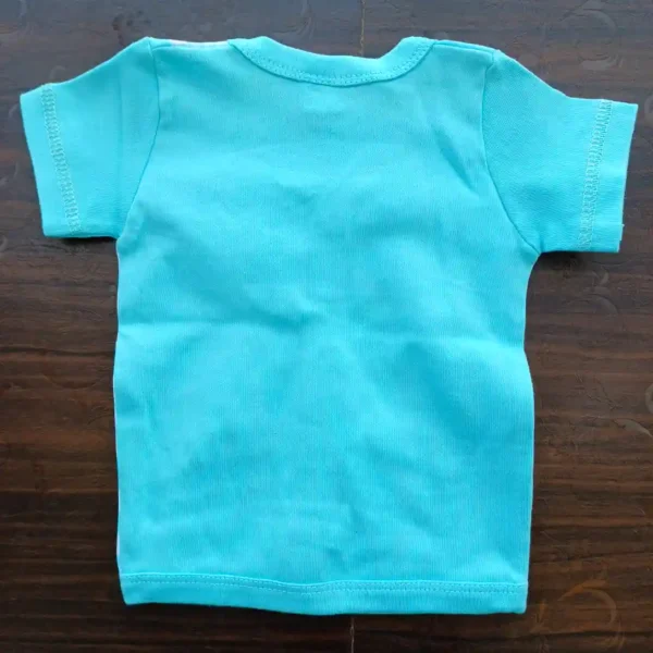 New Born Cotton Sleeveless Sky Blue Teddy Bear Print T Shirt Half Pant