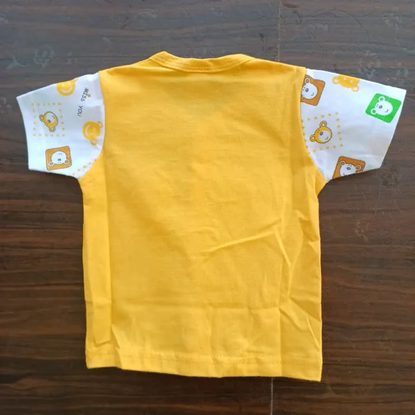 New Born Golden Yellow Color Half Sleeve Cotton T-Shirt With Short